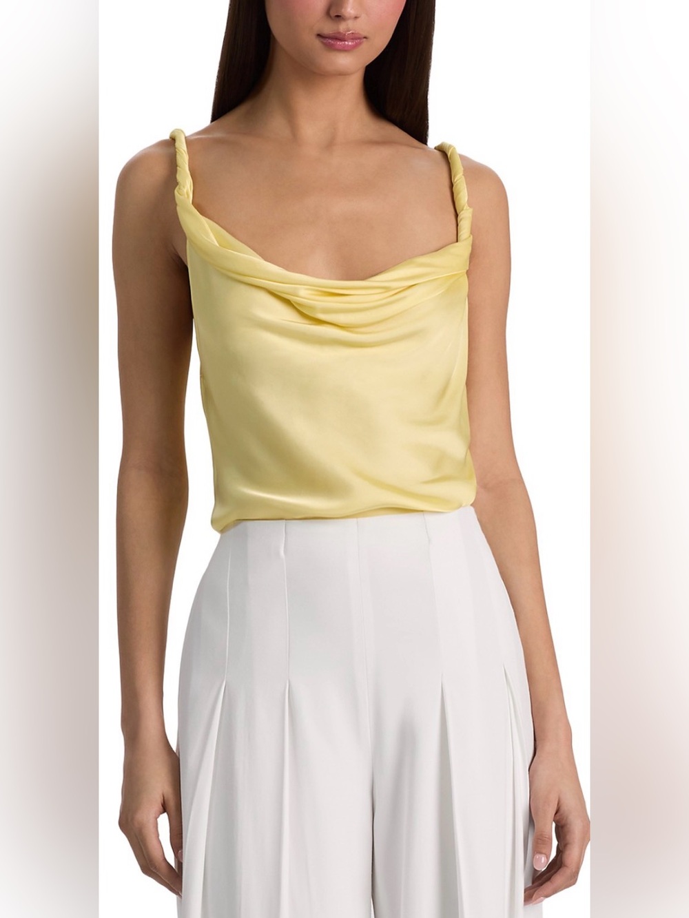 Alice + Olivia Monique Twist Strap Top in Butter